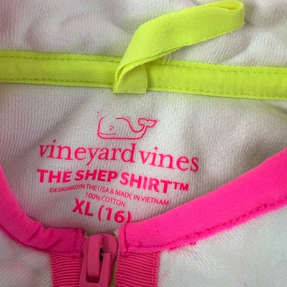 Vineyard Vines White Pullover with Neon Details Girls XL 16 - Picture 6 of 6